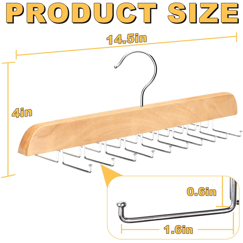 Tank Top Hanger with Premium Wood, 24 Large Capacity, Space Saving, 360 Degree Rotating, Foldable Metal Hooks, Tank