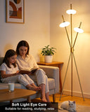 Tripod Floor Lamp Stepless Dimmable Gold Standing Tall Lamps with 3PCS Elliptical Lampshades Mid Century Modern Floor