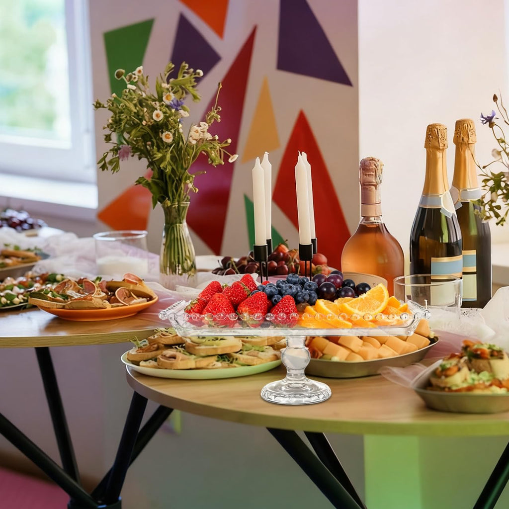 Glass Cake Stand Dessert Tray Candy Cake Serving Plate 11.7inch Serving Platter Footed Buffet for Wedding Brithday