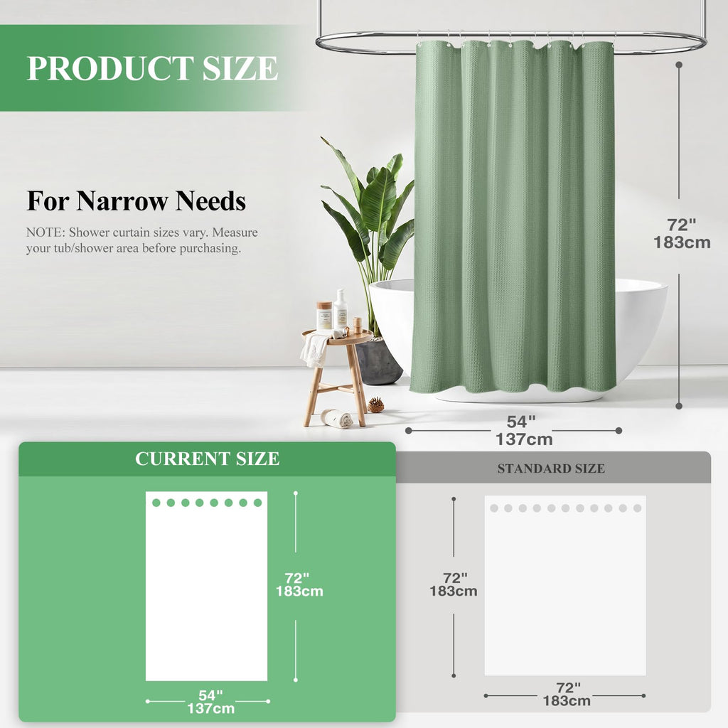 Stall Waffle Shower Curtain 256 GSM Heavy Fabric 54x72 Sage Green