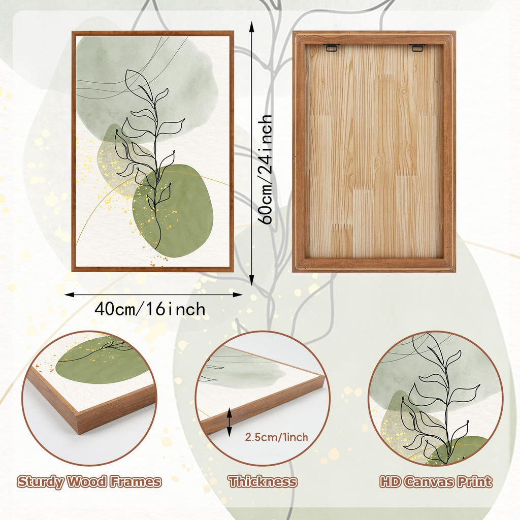 KAlRNE Abstract Sage Green Decor Boho Over Bed Wall Art Set-16''X24''X3