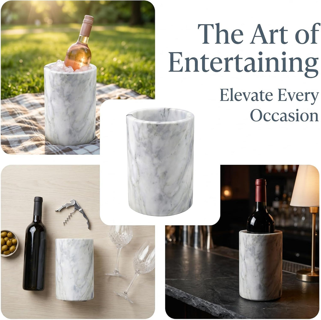 Birnava Marble Wine Chiller Bucket, Wine & Champagne Cooler for Party