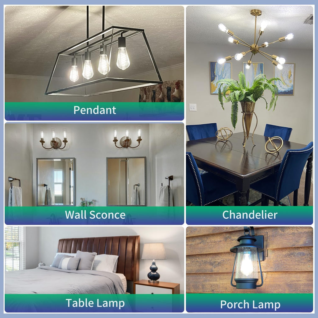 6Pack Dimmable Vintage LED Edison Bulbs, Neutral White 4000K