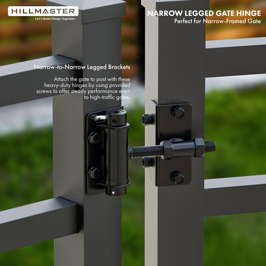 Heavy Duty Self Closing Gate Hinges for Metal/Vinyl/PVC/Wood Fence, 90 Degree Narrow Wood Door Hinges with Adjustable