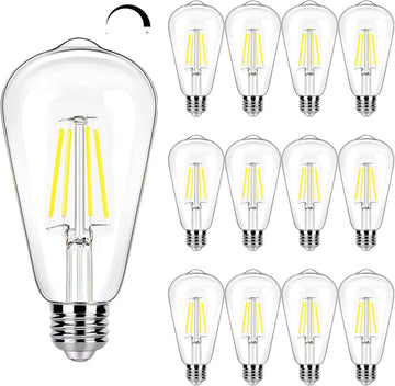 Dimmable LED Edison Bulb 40W Equivalent, 5000K Daylight, 12 Pack