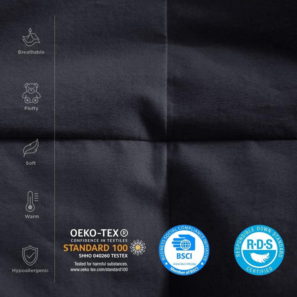 Luxurious 1200 Thread Count Siberian Goose Down Comforter, 100% Egyptian Cotton Cover, Damask Stripe, 50 Oz Fill
