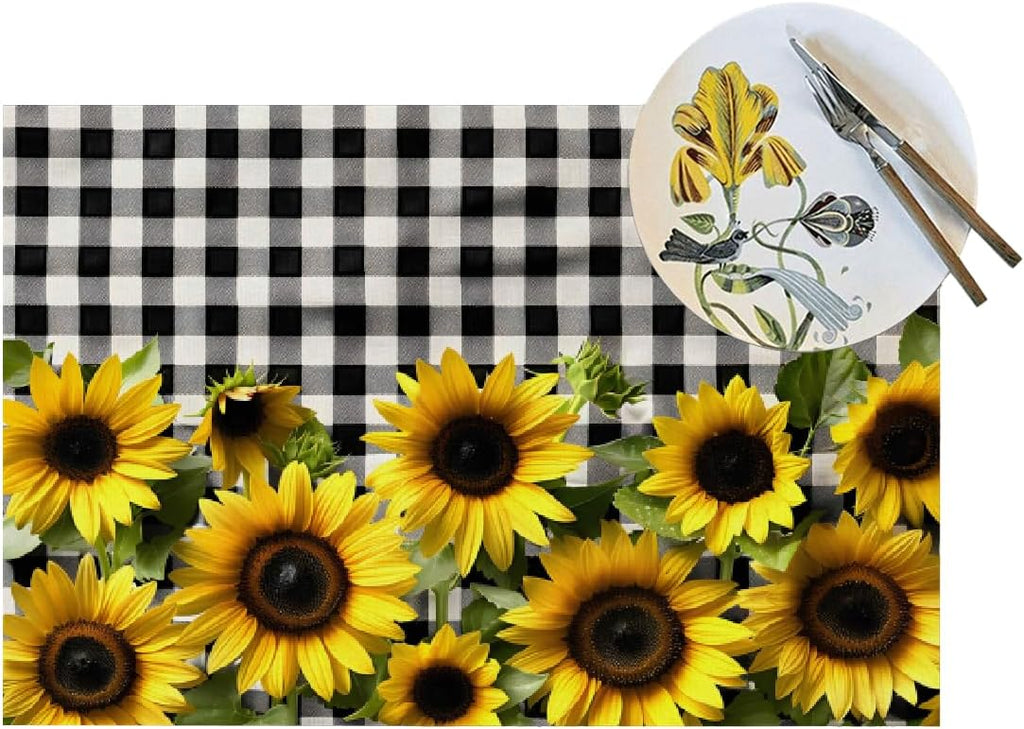 Vinyl Placemats Heat Resistant Non-Slip PVC Place Mats Wipeable Washable Woven Table Mat Plastic Dinner - Set of 4