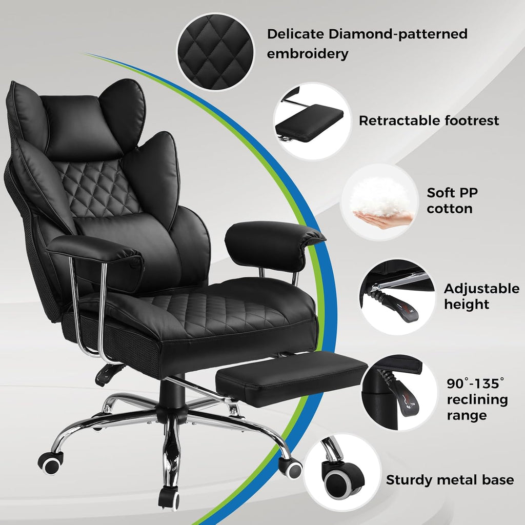 Gaming Chair,Office Chair with Pocket Spring Lumbar Support, Ergonomic Comfortable Wide Office Desk Computer Chair