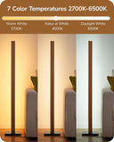 Mid Century Modern Floor Lamp with Remote, Dimmable Wood LED Corner Lamp, Minimalist Standing Mood Lighting