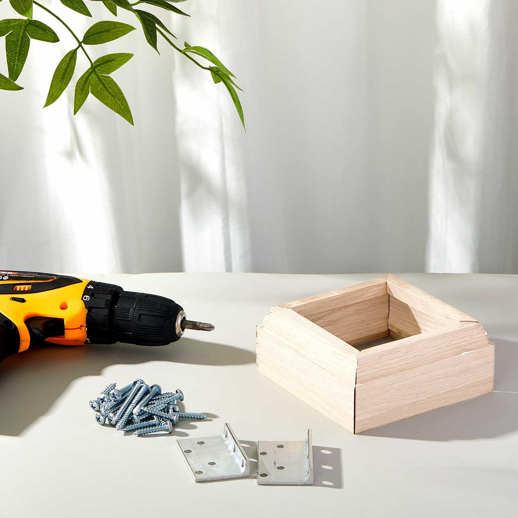 2 Set 3" Newel Post Mounting Kit 8 Pcs L Bracket Post Fasteners with 8 Pcs Maple Wood Skirt Trim and Screws for