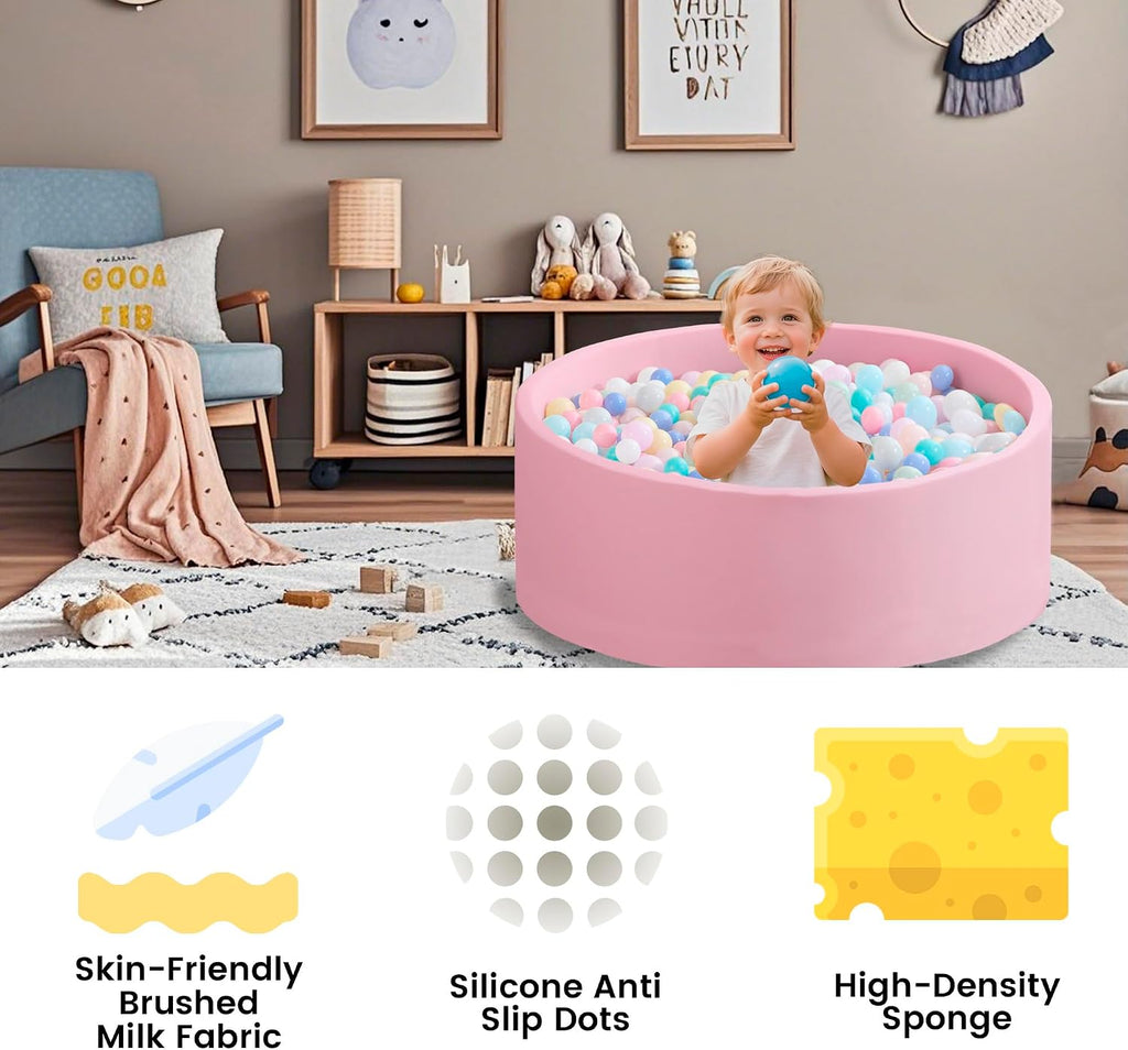 Ball Pit for Toddlers 35.43''x11.81 Baby Ball Pits Soft Memory Foam Ball Pit Round Kids Ball Pit Indoor Game Kids