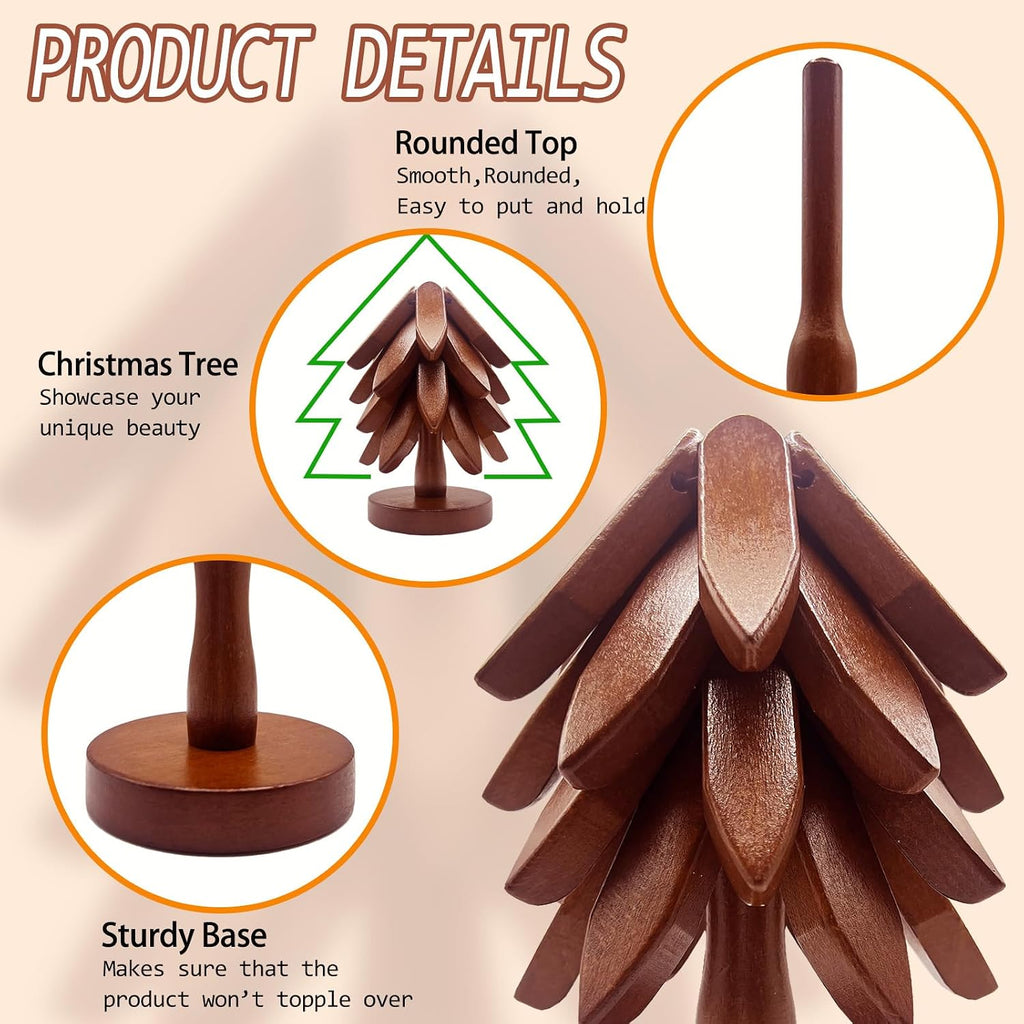 Wooden Trivets for Hot Dishes, Stackable Christmas Tree Trivet Set - Set of 4
