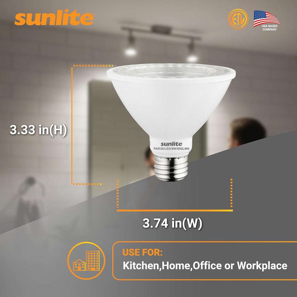 LED PAR30 Short Neck Flood Light Bulb, 9 Watt, (75W Equivalent), 850 Lumens, Medium Screw (E26) Base, Dimmable, ETL