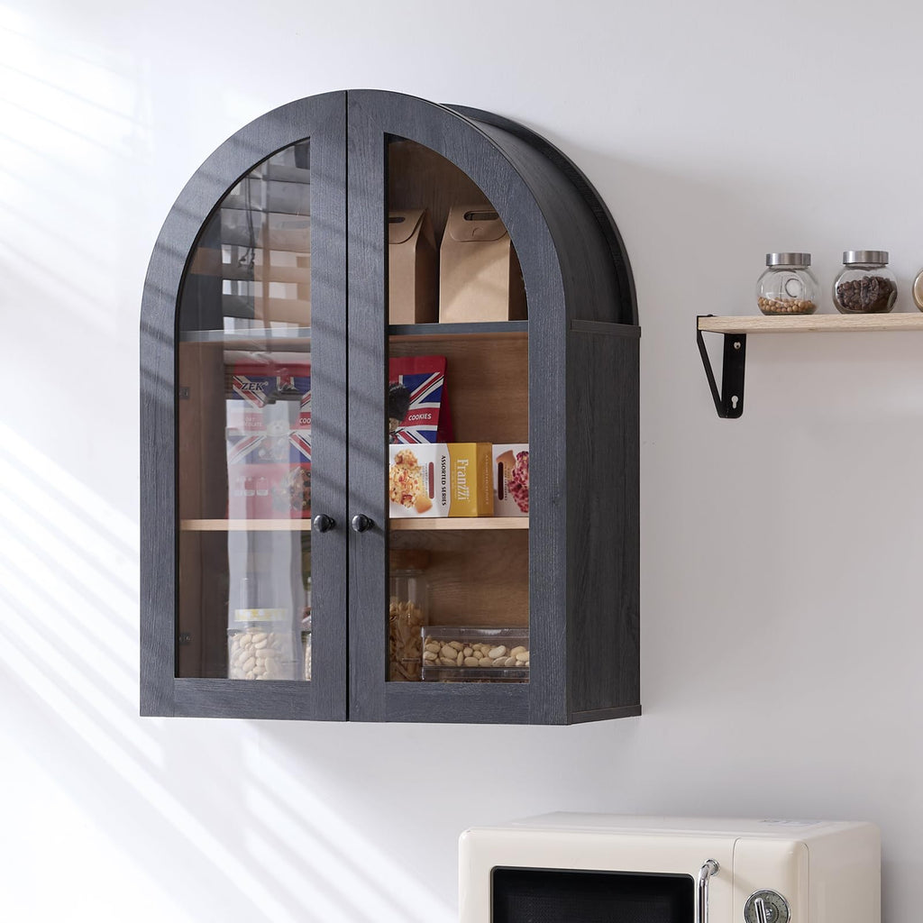 Arched Bathroom Wall Cabinet Medicine Cabinet, 23.5×31.4 Inch Bathroom Cabinet Wall Mount with Glass Doors &