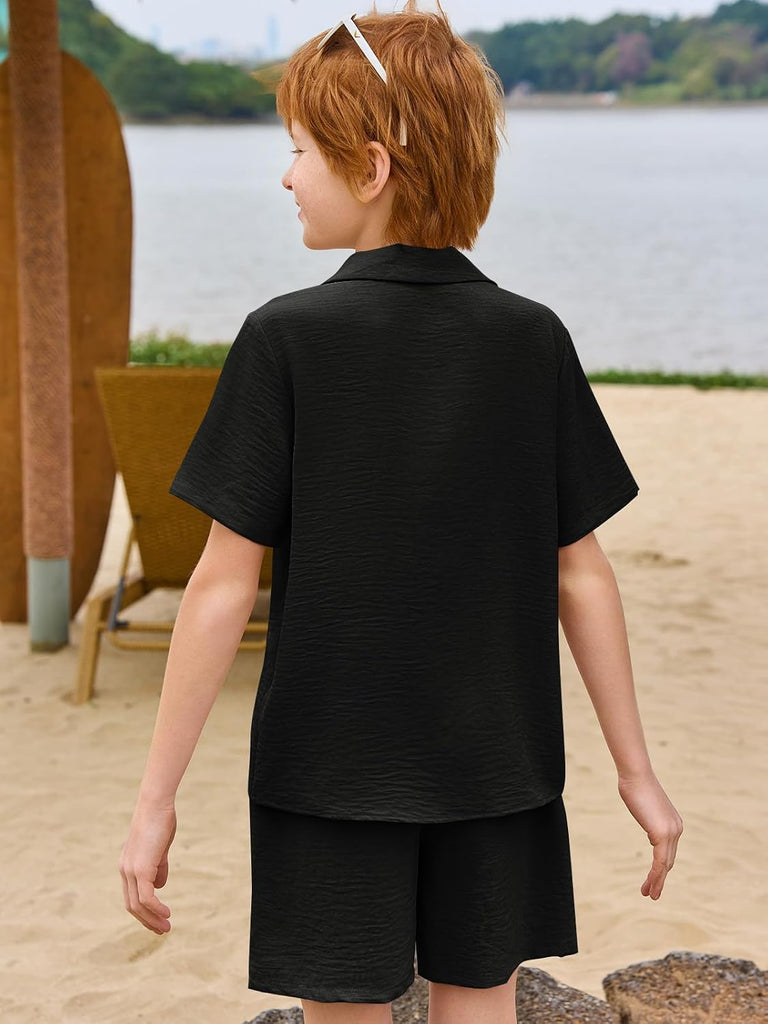 Boys 2 Pieces Summer Outfits Beach Short Sleeve Shirts