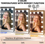 Vanity Mirror with Lights 22.8"x 18.1" Makeup Mirror with Lights and 15 Dimmable Bulbs,3 Colors Modes,Hollywood Mirror