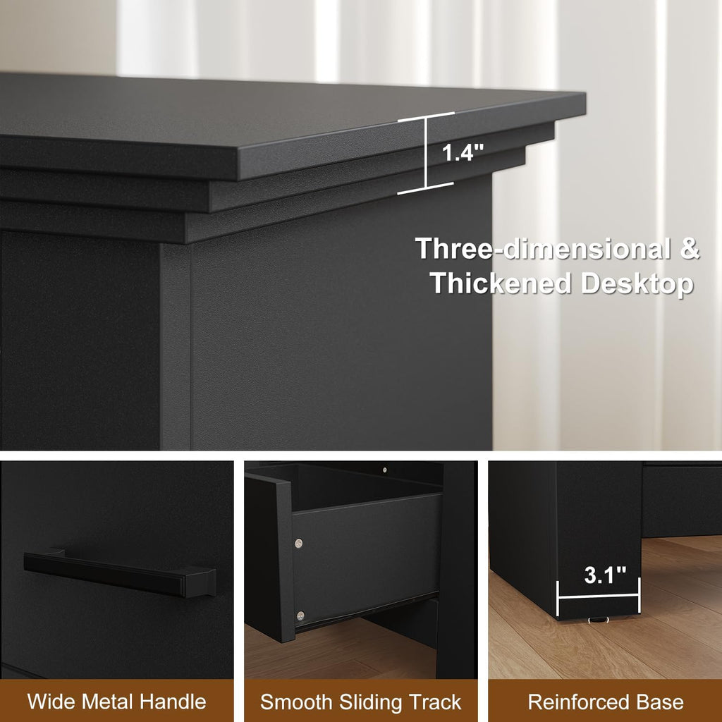 5 Drawer Dresser , Wood Dresser Chests of Drawers with Metal Handle, 47" Tall Vintage Design Storage Dressers