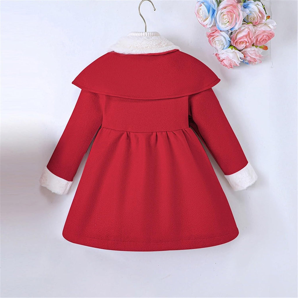 Girls Dress Coat Wool Lapel Button Outerwear Windproof Warm Soft Outerwear