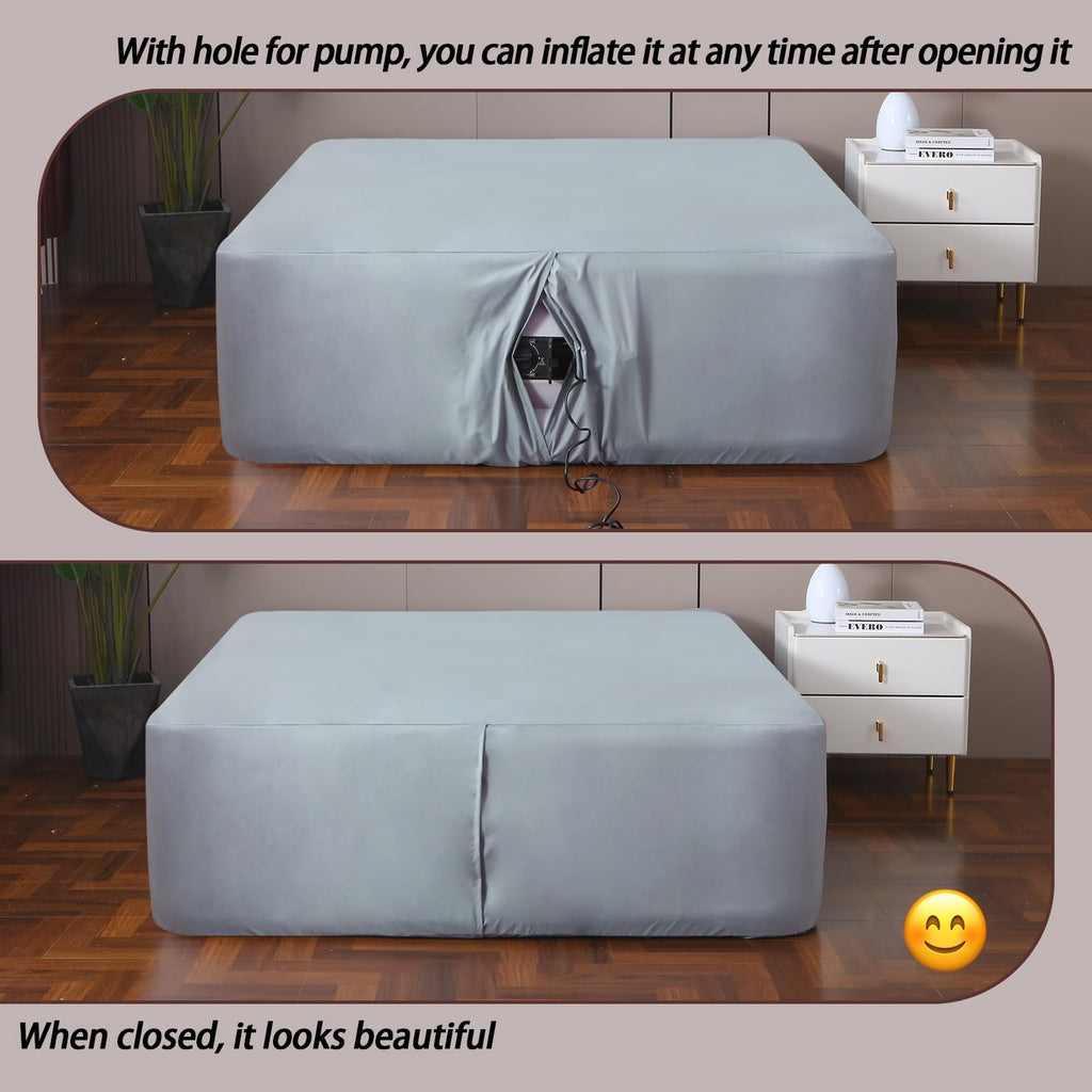 Fitted Sheet for Air Mattress with Pump Opening, Queen, Gray
