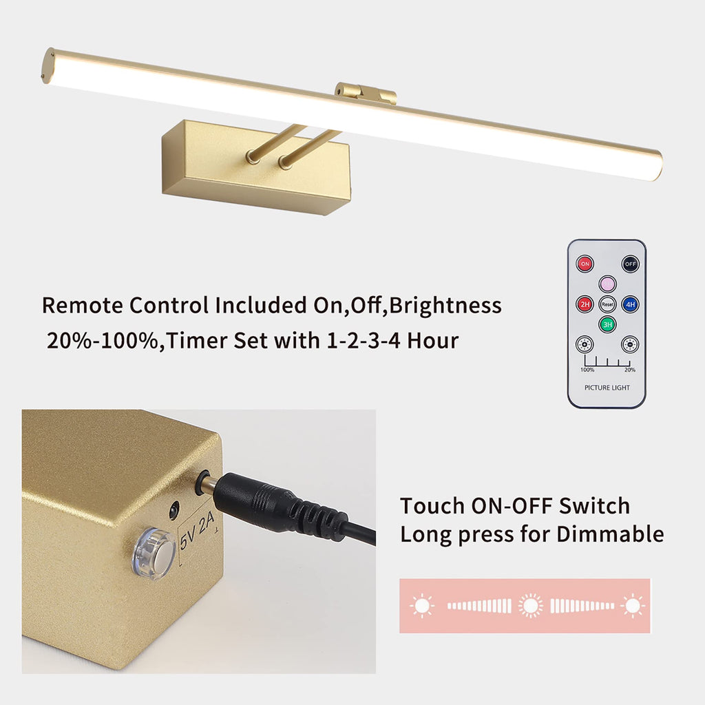 Battery Operated Picture Light,5200mAh Picture Lights for Wall with Remote,16 inch Art Light for Paintings, Gallery