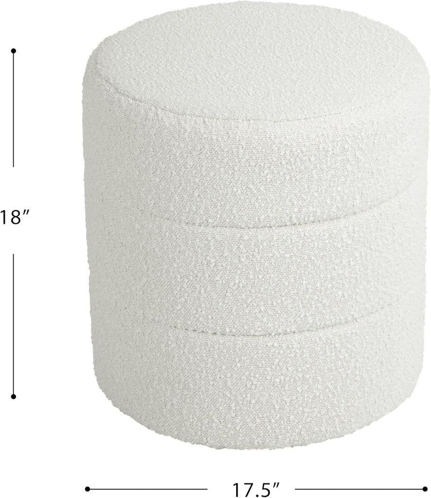 18" Round Ottoman - Cream Boucle