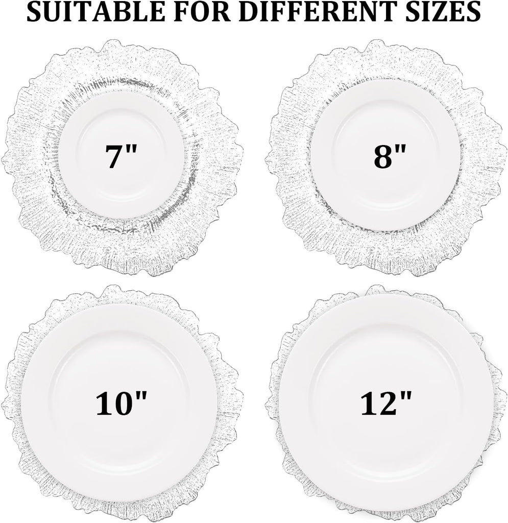 Gold Charger Plates, Round Reef Chargers for Dinner Plate - Set of 12