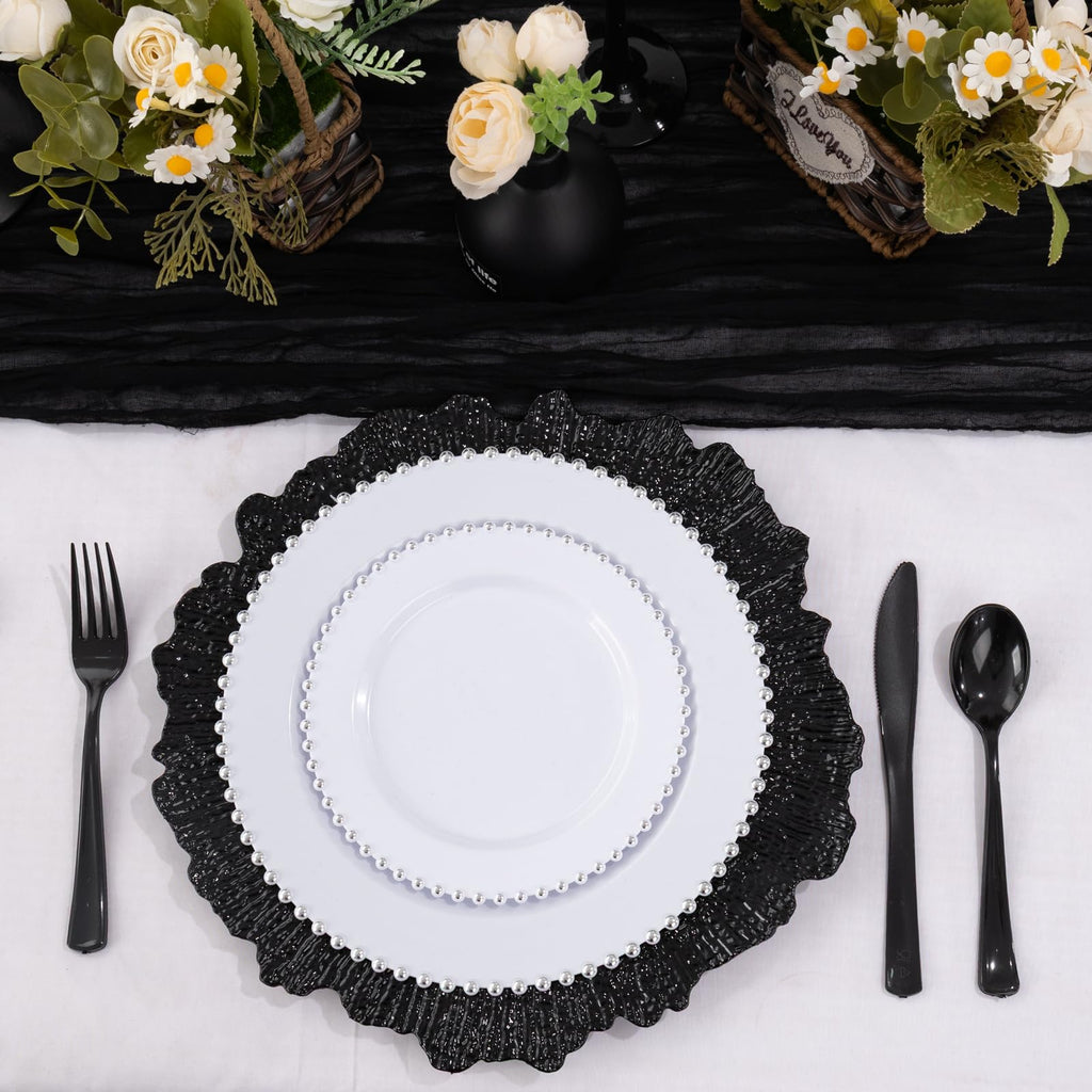 50 Black Chargers Bulk for Wedding Dinners 13" Reef