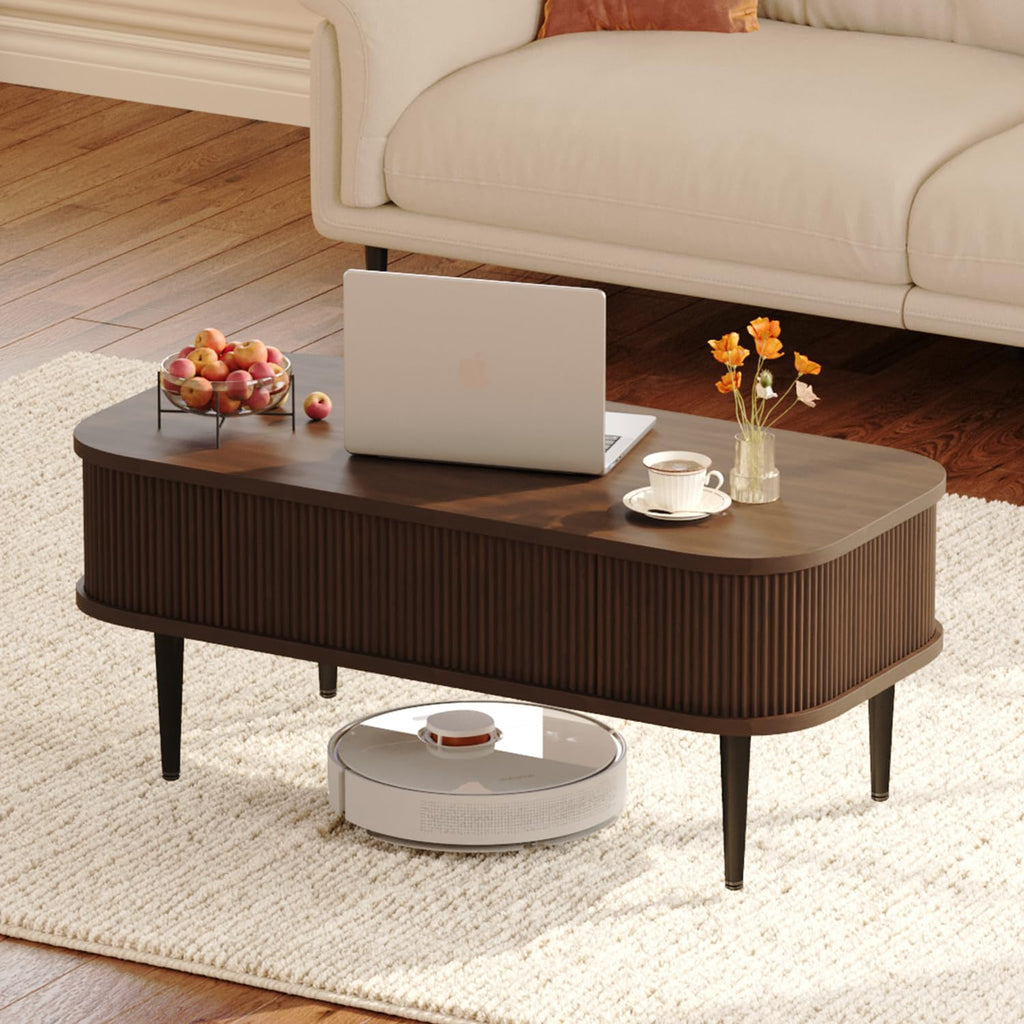 Mid Century Fluted Coffee Table, Walnut