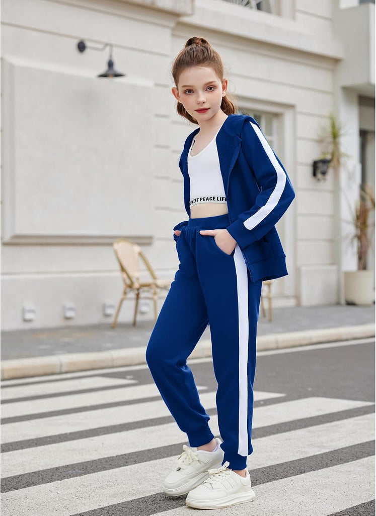 Girls 2 Piece Outfits Zip Up Hoodie Tracksuit Sweatsuits Sets
