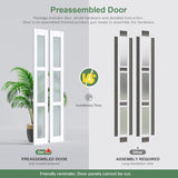 Bifold Doors for 32"×80-3/4" Opening, Preassembled White Frosted Glass Folding Barn Door, Sliding In