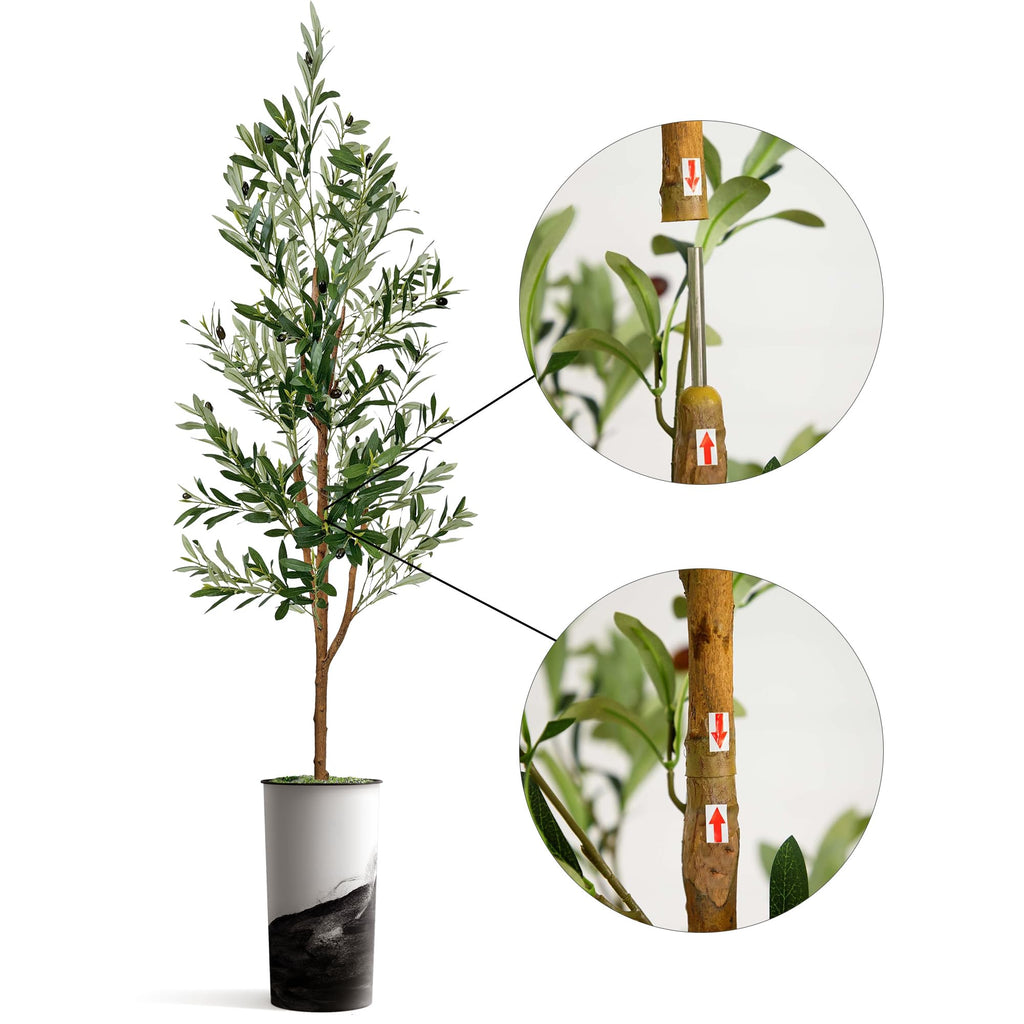 Artificial Tree in Contemporary Planter, Fake Olive Silk Tree for Indoor and Outdoor Home Decoration - 68" Overall