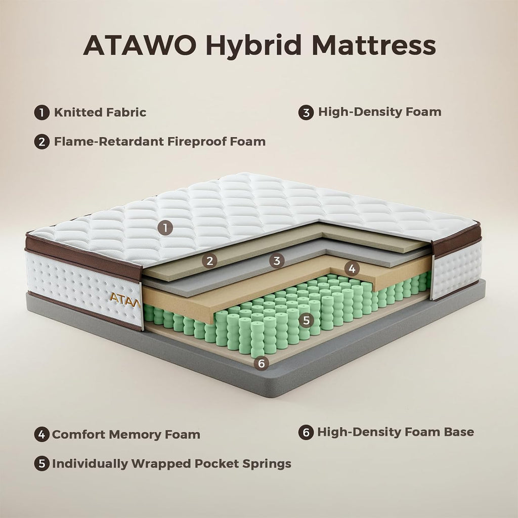 12 Inch Queen Mattress, Medium Firm Hybrid Mattress Queen with Zoned Pocket Springs & Memory Foam for Pressure