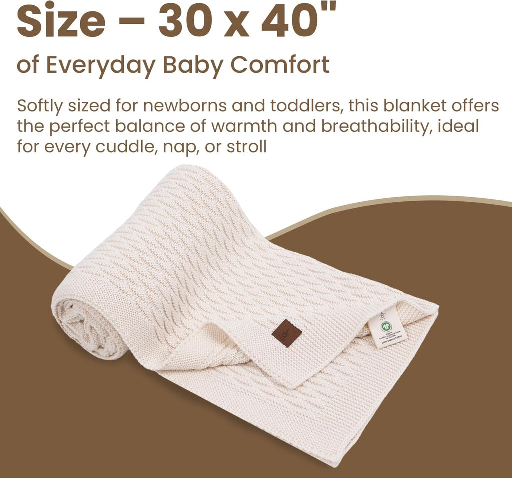 Nora Organic Cotton Baby Blanket 30x40, Earth Ivory
