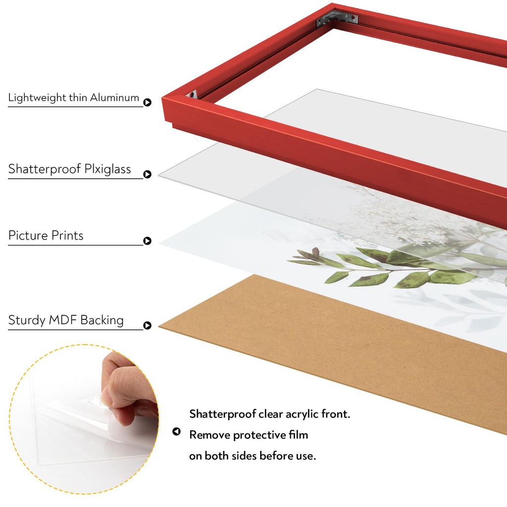 18x24 Aluminum Poster Frame Acrylic Front Red