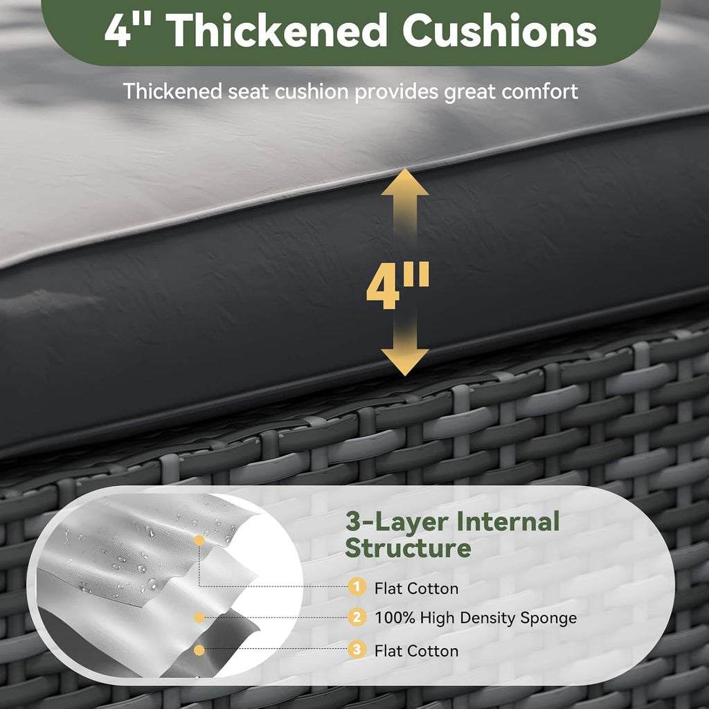 Replacement Cushions for Outdoor Furniture, 14-Piece Outdoor Cushions Furniture, Deep Seat, Splash-Proof & Fade