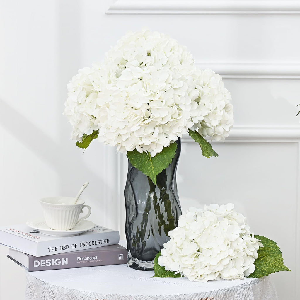3Pcs 21in Hydrangea Artificial, Latex Real Touch Hydrangeas Lifelike Large Hydrangea Decor Party Arrangements
