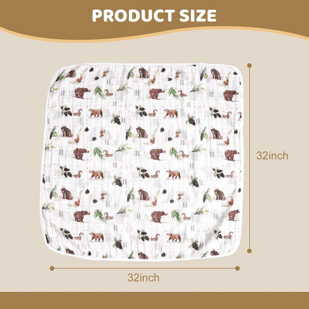 2 Pack Hooded Baby Towels, 100% Muslin Cotton Layer Ultra Soft Breathable Absorbent Baby Bath Towels for Infant