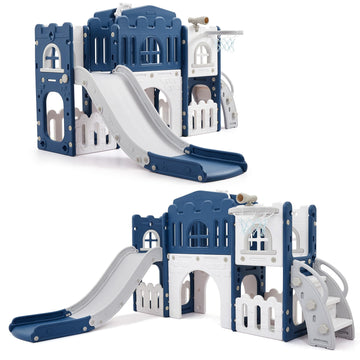 Toddler Slide 8in1 Indoor Outdoor Playset Age1-3 Blue