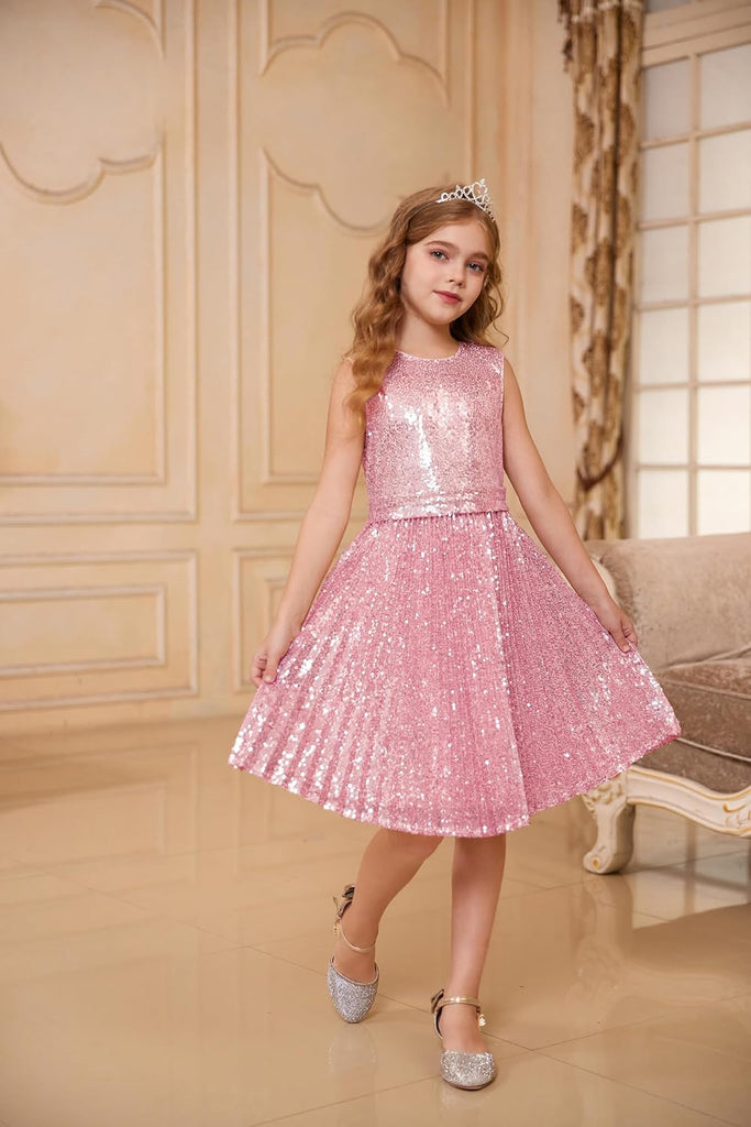 Girls Fancy Sparkly Sequin Formal Party Dance Dress