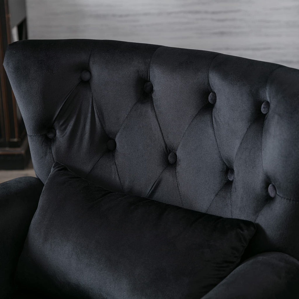 Mid-Century Modern Accent Chairs Set of 2, Comfy Tufted Single Sofa Chair Wingback Armchair with Pillow for Club