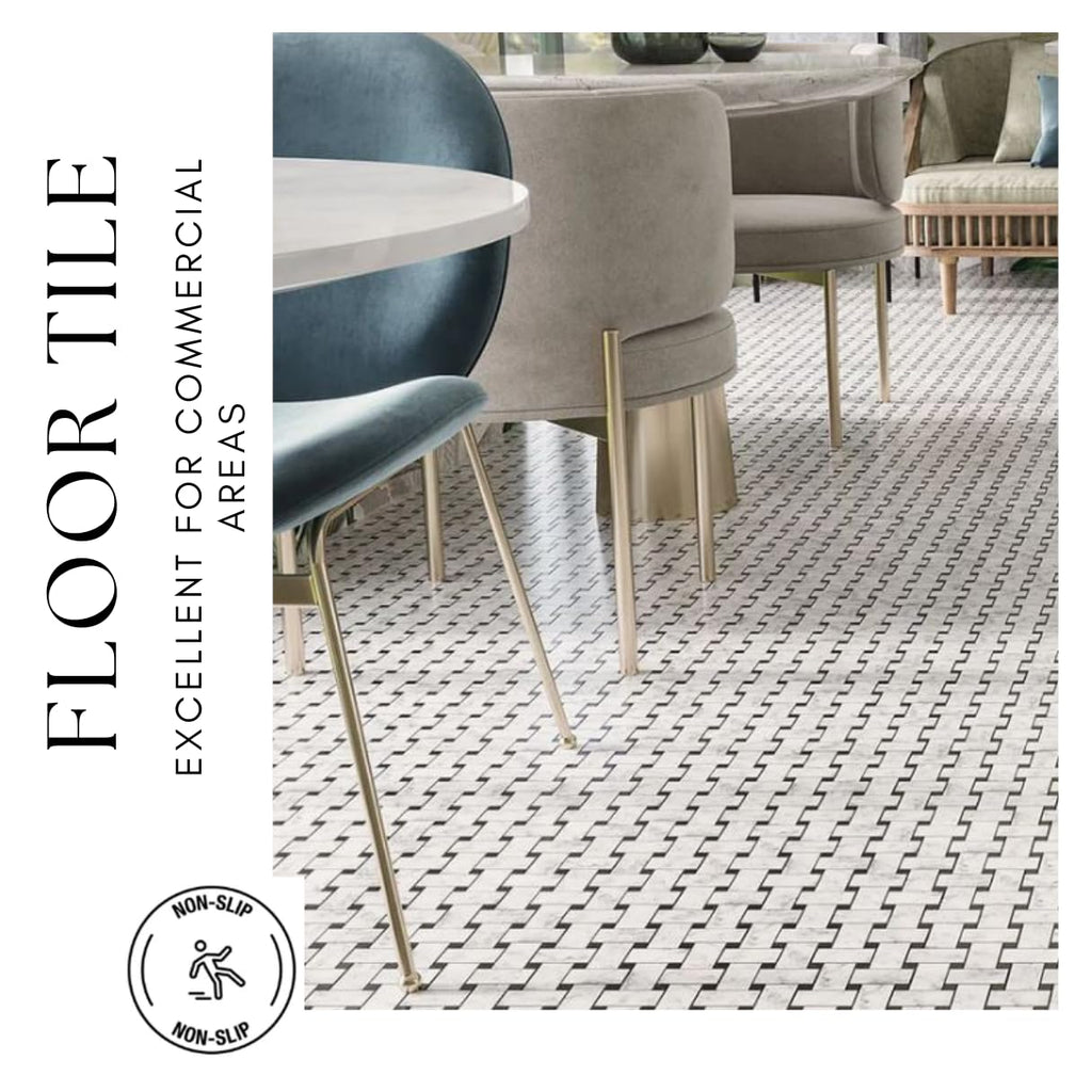 Bianco Carrara Basketweave Marble Mosaic Tile