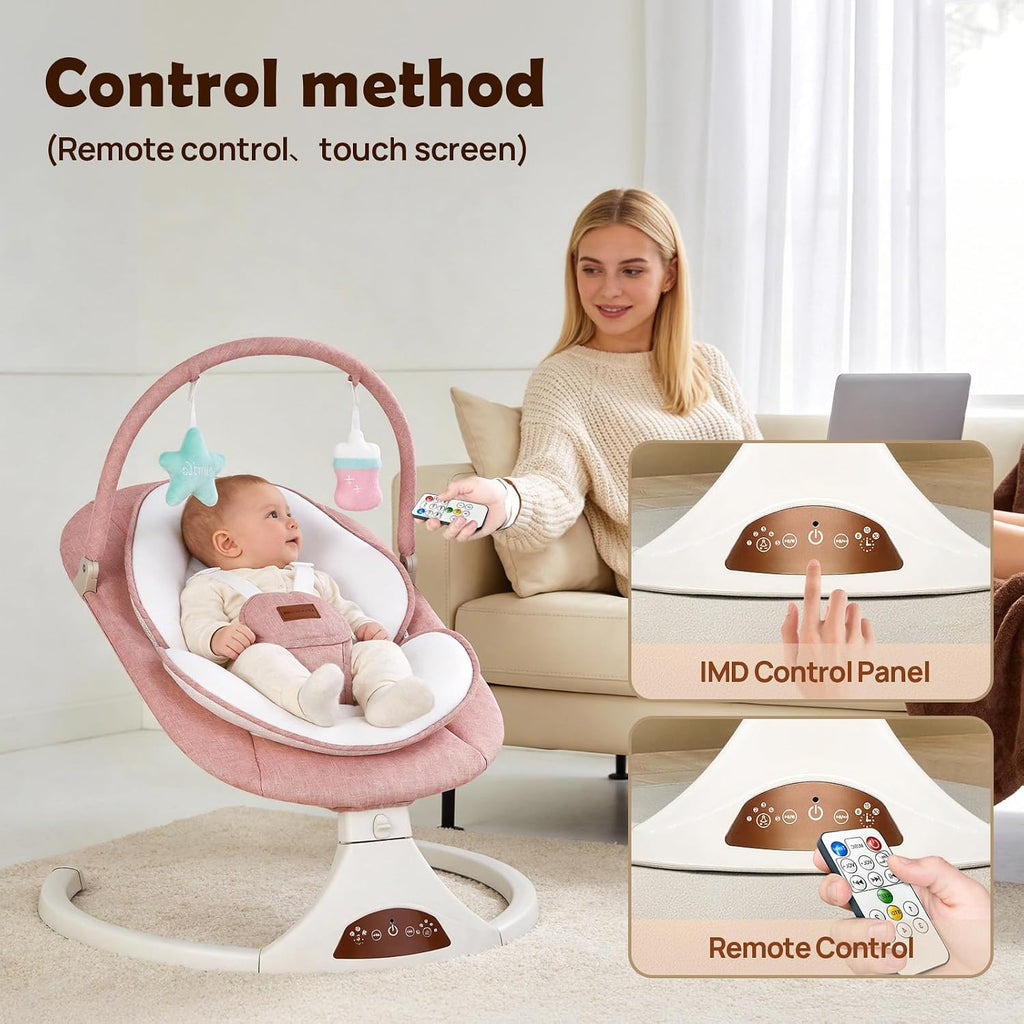 Pink Infant Swing with Safety Lock Speed Bluetooth Music & Timer