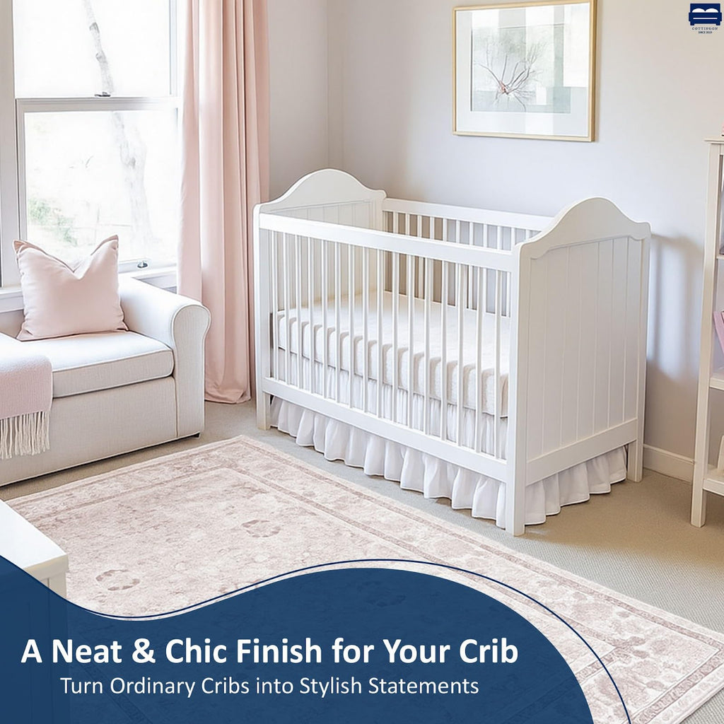 Crib Bed Skirt, Toddler Bedding Dust Ruffle, Brushed Microfiber Crib Skirt with 14" Drop, Fits Standard Crib and