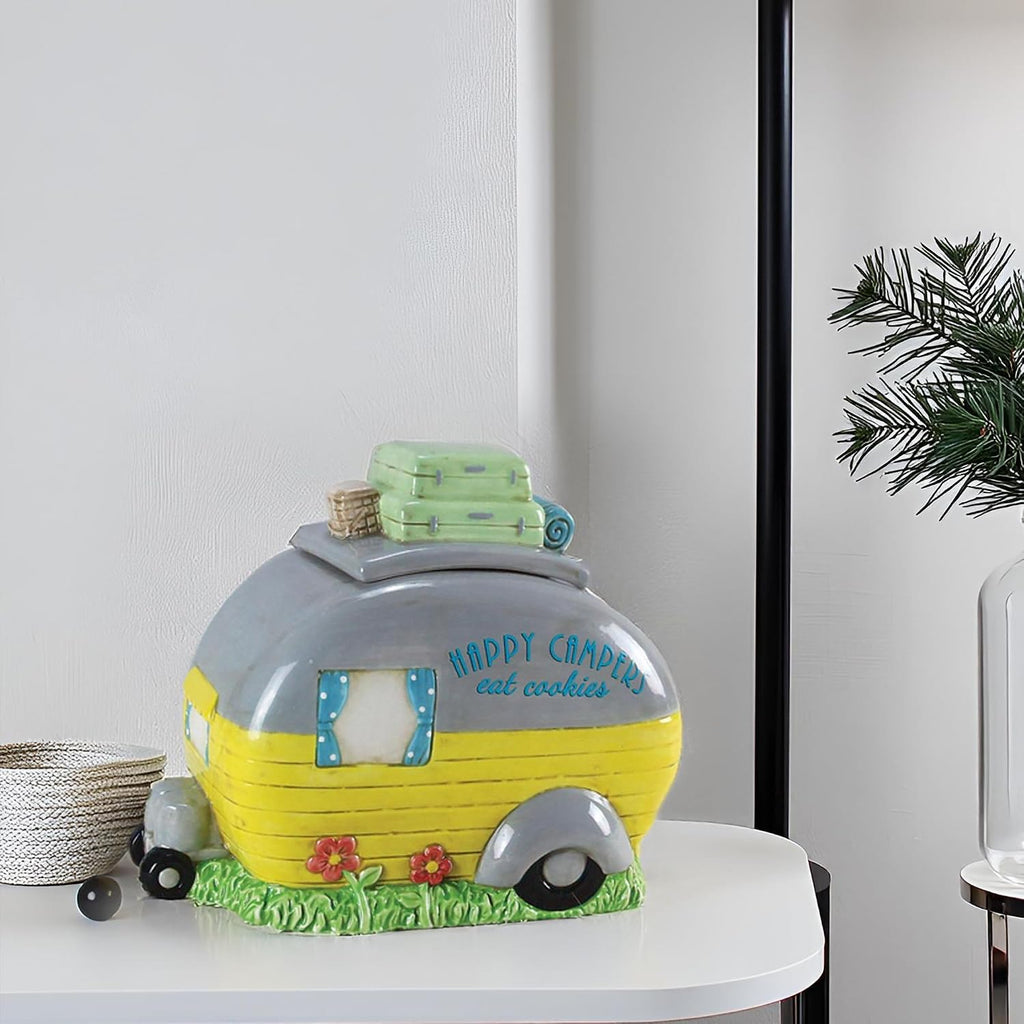 Ceramic Cookie Jar - Cute Kitchen Counter Storage Canister with Lid