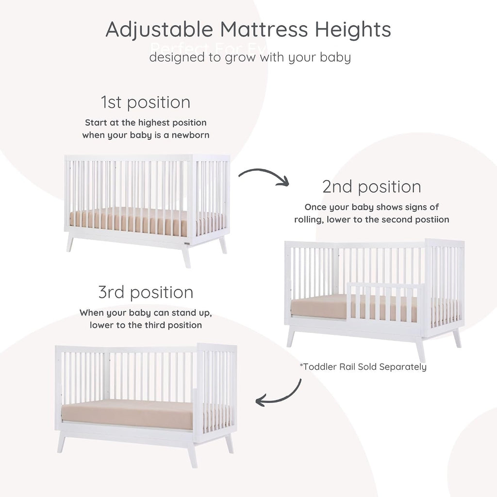 Harmony Wood Baby Crib & Dresser Set, Nursery Furniture Combo, White | Soho 3-in-1 Convertible, Beechwood, Made in