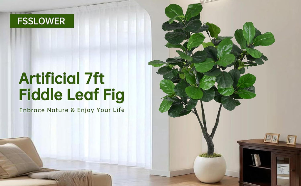 Artificial Fiddle Leaf Fig Tree 7FT with Thick 110 Leaves Lifelike