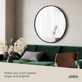 Hub Round Wall Mirror with Rubber Frame, Modern Style and More, 37-Inch, Black