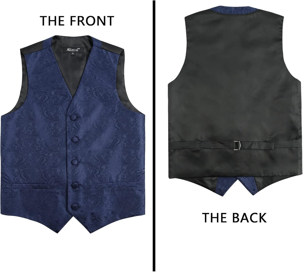Boys 2PCS Classic Pre-Tied Paisley Bow Tie Suit Vest Set