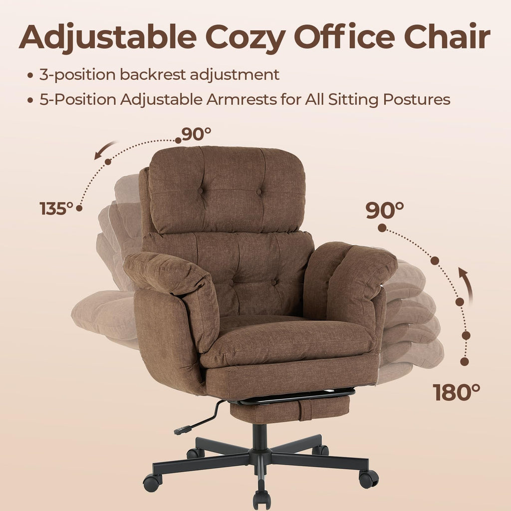 Criss Cross Office Chair with Foot Rest, Big and Tall Desk Chair with Flip Armrests for Pets & Cross Legged Sitting