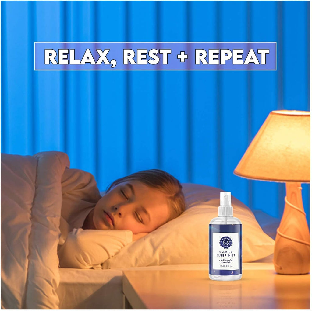 Calming Sleep Mist | 100% Natural Hypoallergenic Essential Oil Pillow Spray | Relaxing & Comforting | 8 FL OZ - Set of 8